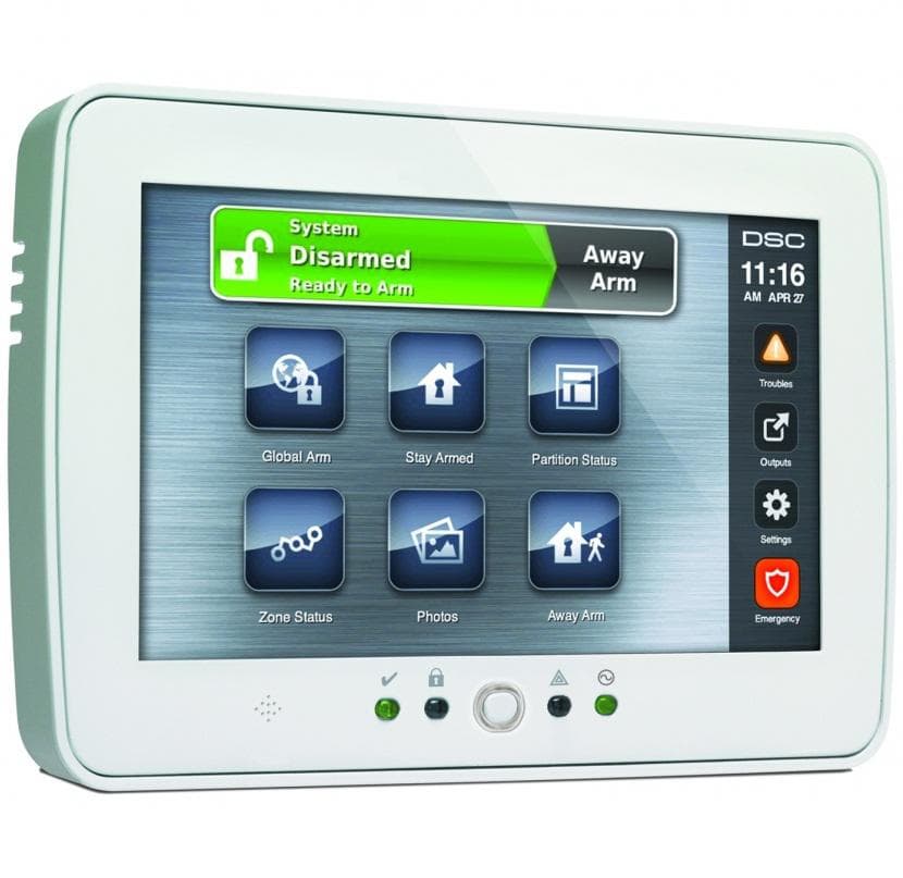 Tastatura TOUCHSCREEN pentru centrale DSC, PowerSeries PC1616 / PC1832 / PC1864, Ecran 7" teouchscreen, Rezolutie 800x480, LED-uri de stare, Suporta pana la 8 partitii, Design modern, Suporta card SD pentru functia rama foto