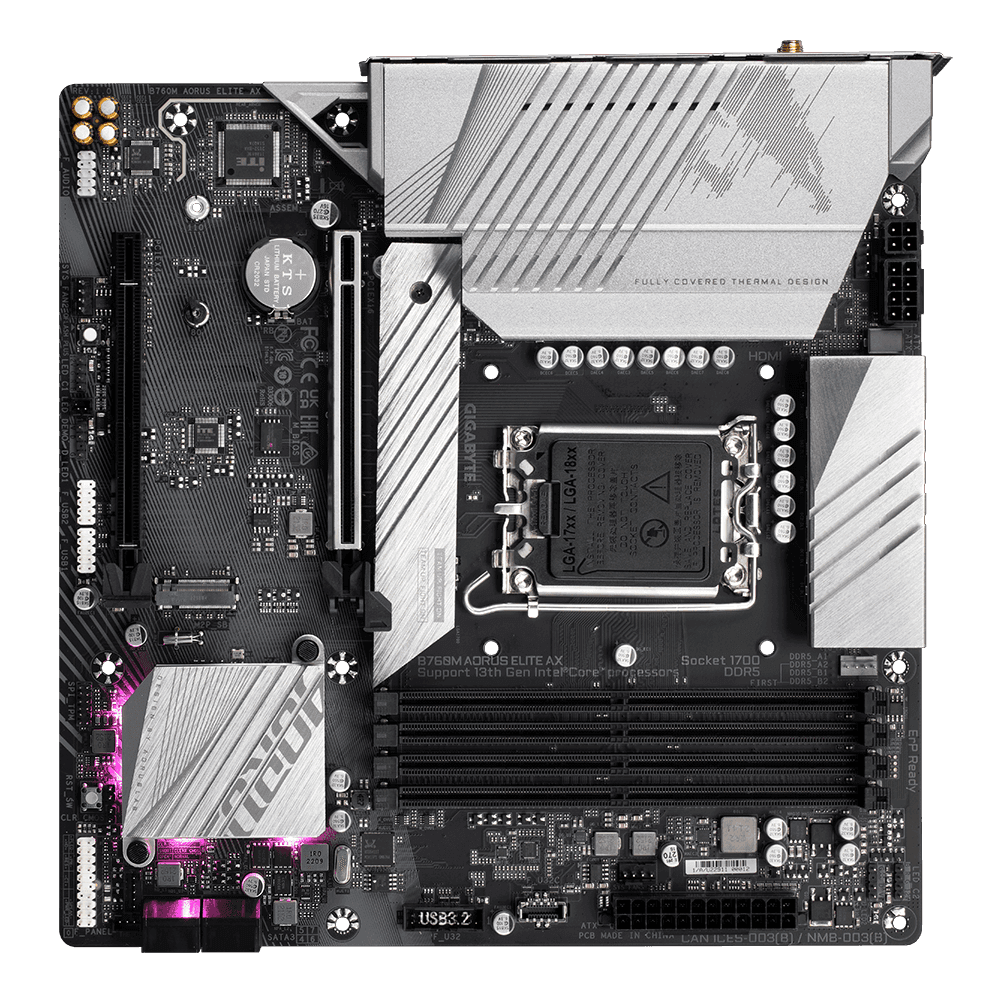 Placa de baza Gigabyte B760M AORUS ELITE AX, Socket 1700, DDR5, Micro-ATX — miniatură