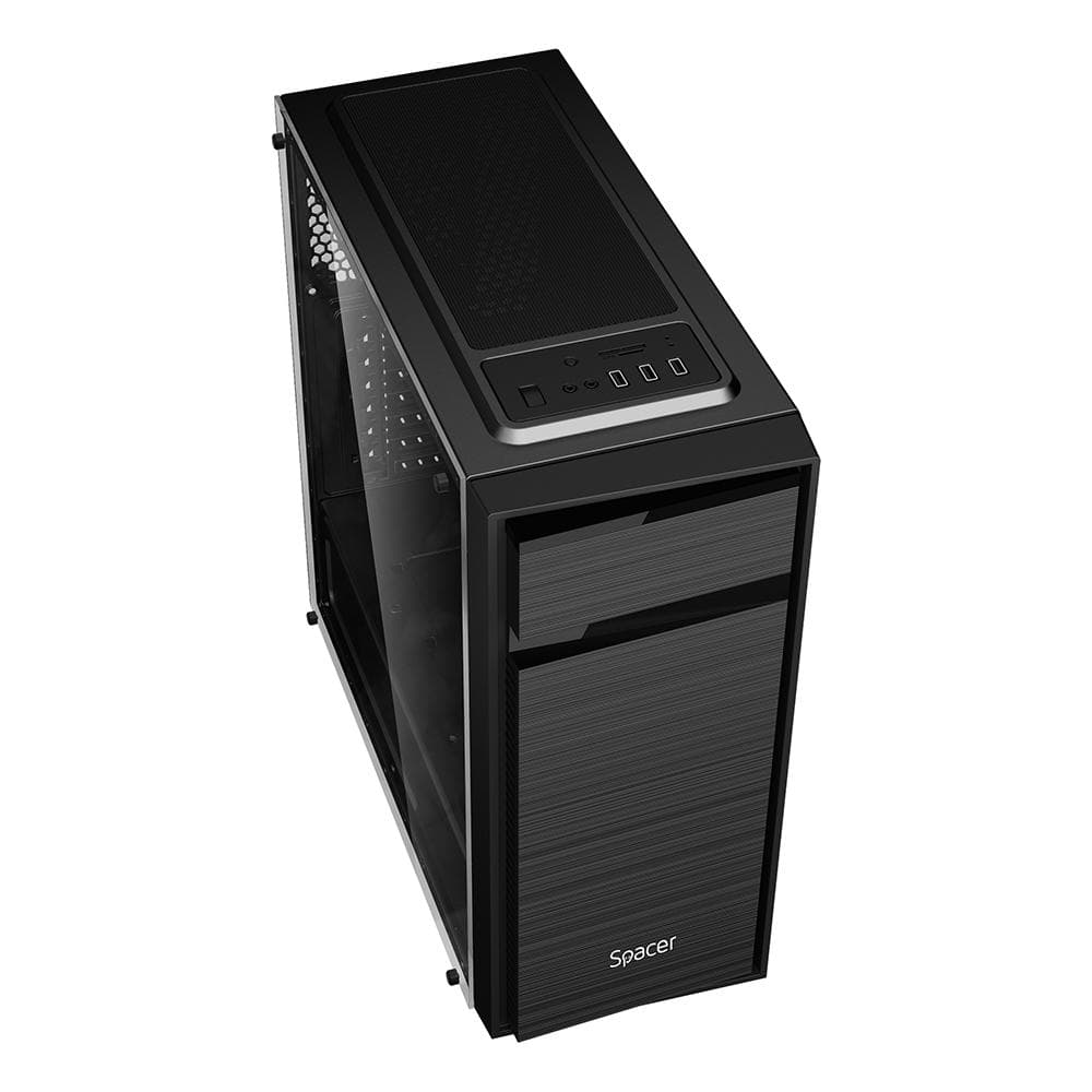 Carcasa SPACER SPCS-GC-TOP-GLASS, Mid Tower, Black — miniatură