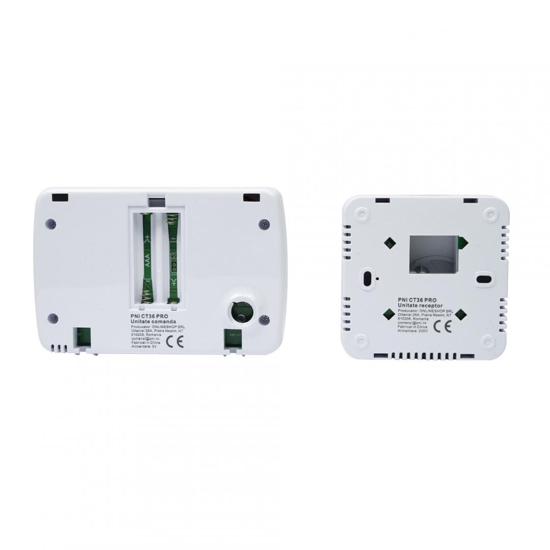 Termostat inteligent PNI CT36 PRO fara fir, WiFi 2.4GHz, control prin Internet APP TuyaSmart, regim iarna-vara, pentru centrale termice, Montare: Birou / perete, Culoare Alb, Conectivitate: Wireless la router Internet: WiFi 802.11b/g/n (2.4 GHz); WPA2 (TKIP and AES) - Fără fir între cele 2 unități — miniatură
