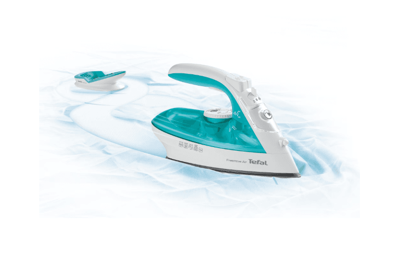 Fier de calcat Tefal Freemove Air FV6520E0, 2400 W, Rezervor apa 0.25 l, Sistem anticalcar incorporat, Reglaj manual, Alb/Turcoaz — miniatură