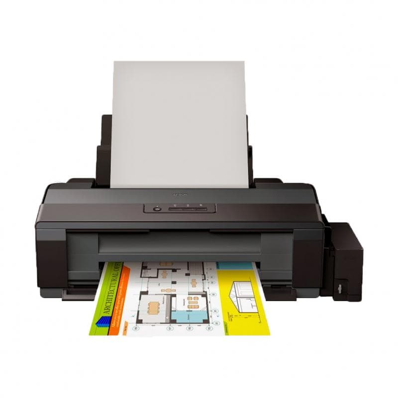 Imprimanta inkjet color CISS Epson L1300, dimensiune A3, viteza max ISO 15ppm alb-negru, 5,5ppm color, rezolutie 5760x1440dpi, alimentare hartie 100 coli, interfata USB 2.0, consumabile: T6641, T6642, T6643, T6644 (70ml ). — miniatură