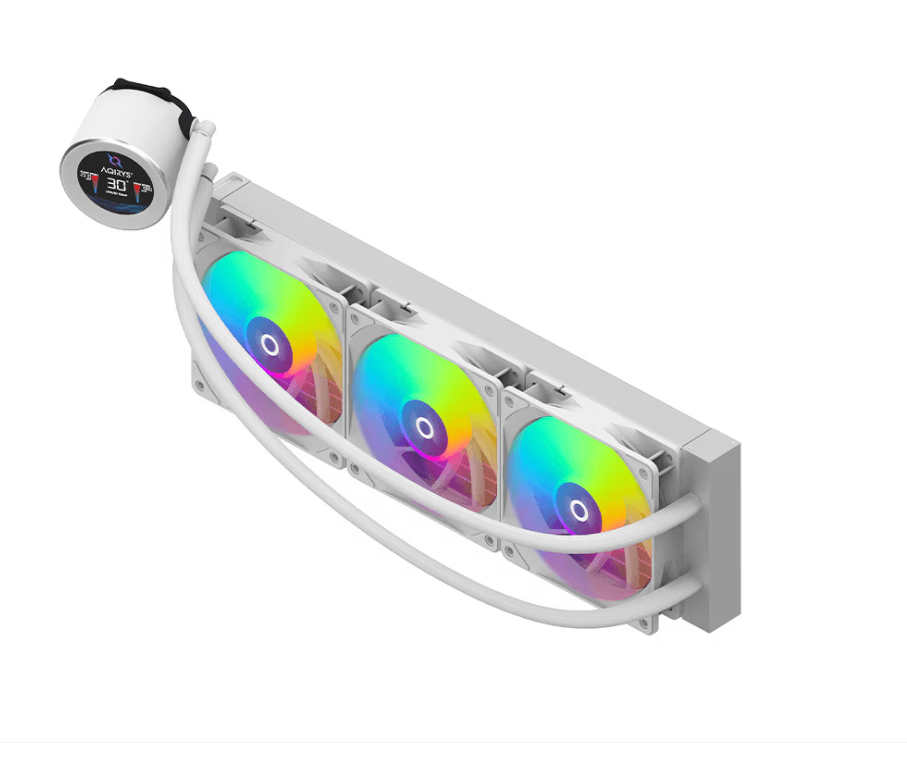 Cooler Procesor AQIRYS HYDRA 360 AIO ALB, Lichid, 12 cm, 3 ventilatoare, aRGB