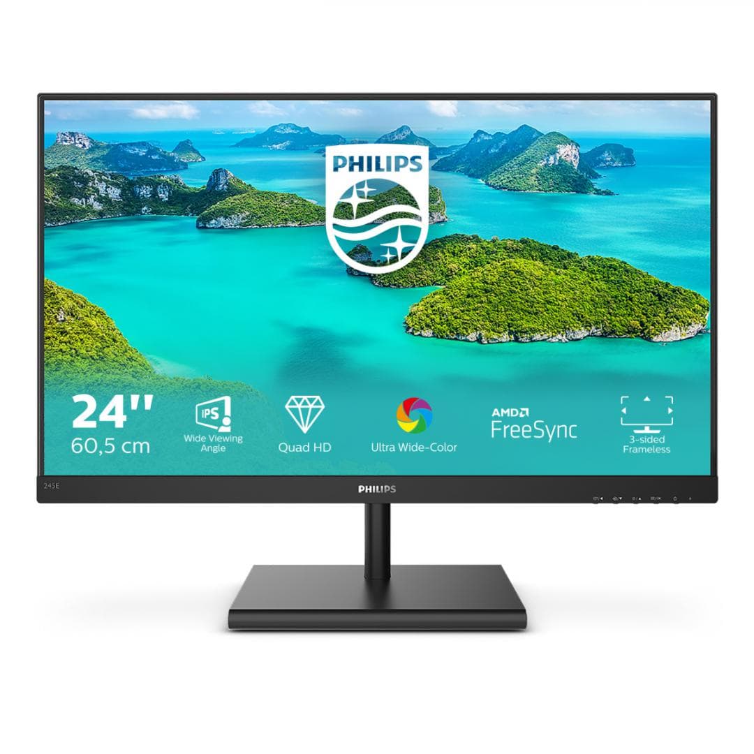 Monitor Consumer Philips 245E1S/00, 23.8", 2560 x 1440 pixeli, Black