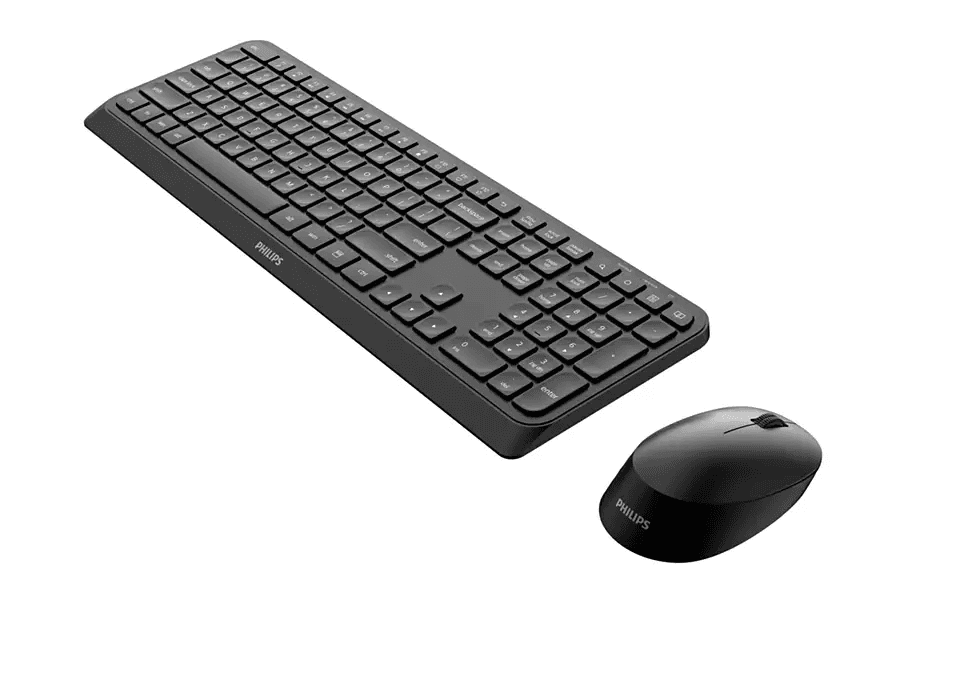 Kit wireless tastatura si mouse Philips SPT6307BL/00, taste numerice, negru