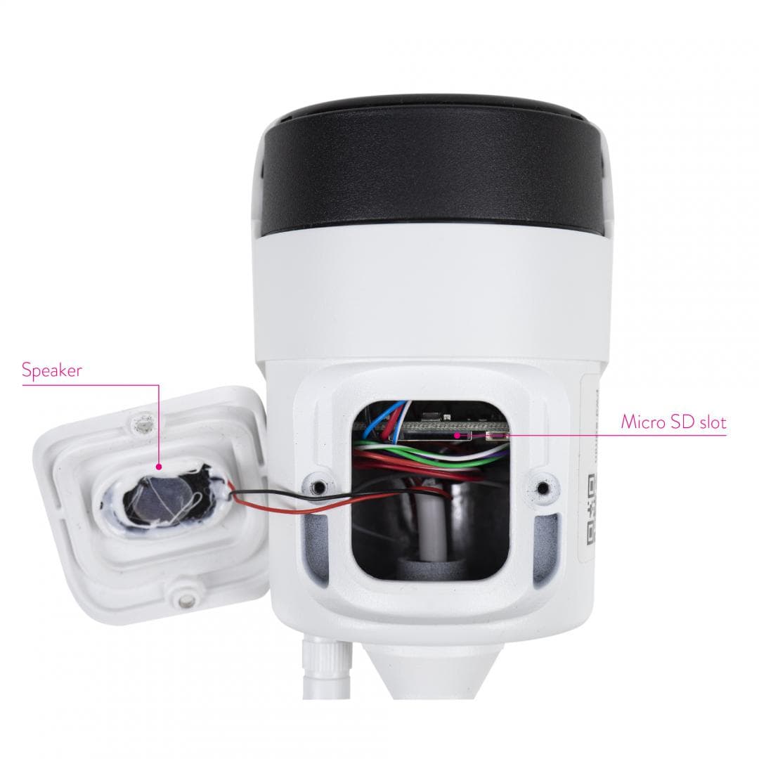 Camera supraveghere video PNI House IP52LR 2MP 1080P wireless cu IP de exterior si interior si slot microSD, mod noapte, Senzor imagine: CMOS 1/2.8", lentila: 3.6mm, Unghi de vizualizare: 80°, Compresie imagine: H.264, 30 FPS, Microfon integrat, Difuzor integrat, wireless: 2.4 Ghz 802.11b/g/n — miniatură
