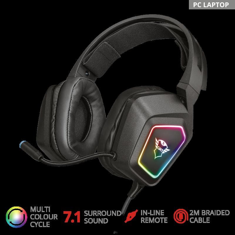Casti Gaming Head-band Trust GXT 450 Blizz RGB 7.1 Surround, Wired, Negru — miniatură