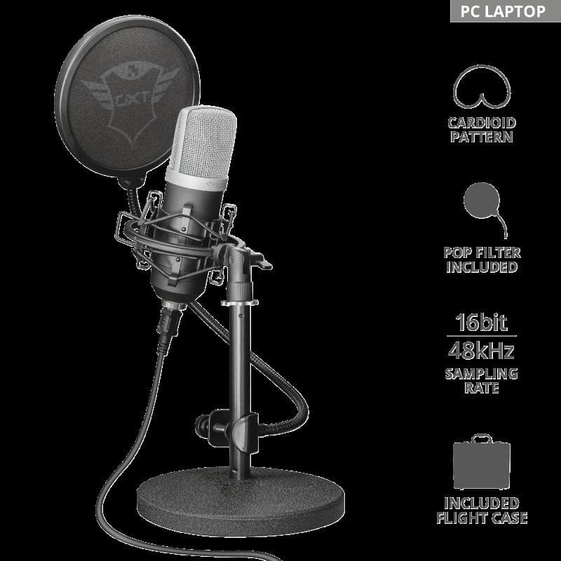 Microfon Trust GXT 252 Emita Streaming, tip Condenser, USB — miniatură