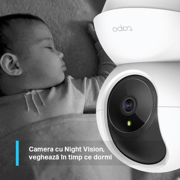 TP-Link Camera Supraveghere Wireless Pan/Tilt TC71, Senzor:1/2.9“, F2.4, 4mm, PAN 340°, Tilt: 70°, IR pana la 9m, Rezolutie: 2K 3MP 2304 x 1296, 15FPS, Compresie video: H.264, Microfon si difuzor incorporate, Port microSD(512gb max), Motion Detection, Person Detection, BabyCry Detection, Rata — miniatură