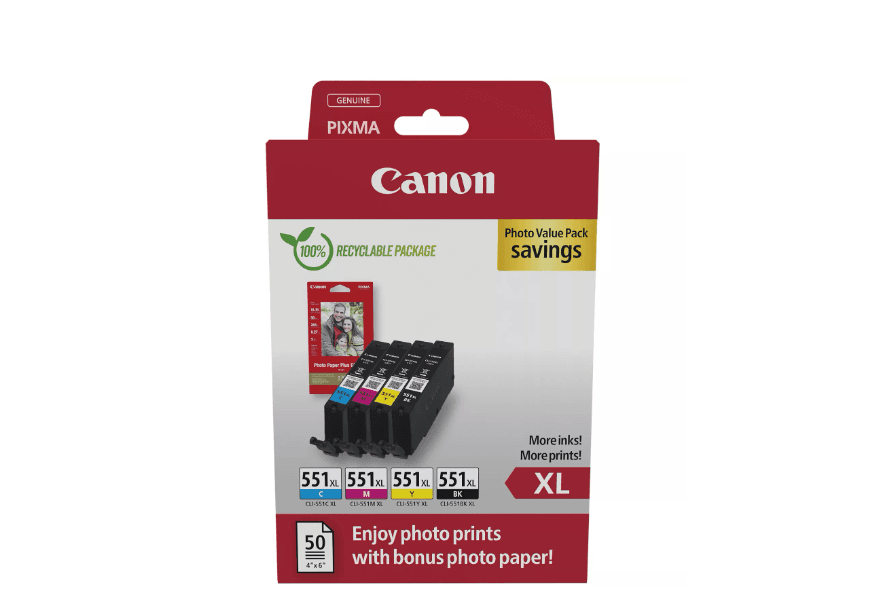 Cartus CANON CLI-551xl Photo value pack, Black, Cyan, Magenta, Yellow