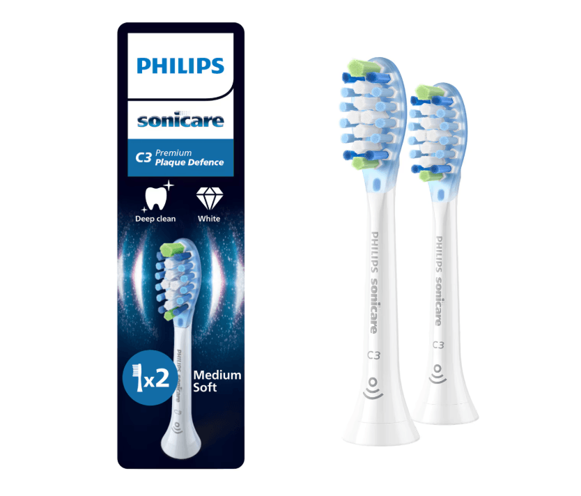 Rezerve PHILIPS Sonicare Plaque Defence HX9042/87, Pachet de 2 capete de periere, Standard, Click-on, Sincronizarea modurilor BrushSync, Alb, L x A x I (mm) 60x25.7x230.5
