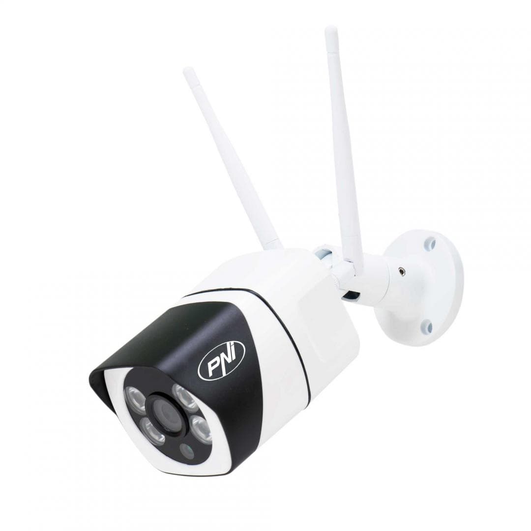 Camera supraveghere video PNI IP649 cu IP, 2MP 1080P, WiFi, slot card micro SD, compatibila cu aplicatia Tuya Smart, Culoare: Alb / Negru, Senzor imagine:1/2.9" CMOS F37, Rezolutie: 1080P (1920 x 1080), Tip lentila: f:3.6mm, Compresie imagine: H.264+, Microfon integrat, Difuzor integrat, 1 X 10/100 — miniatură