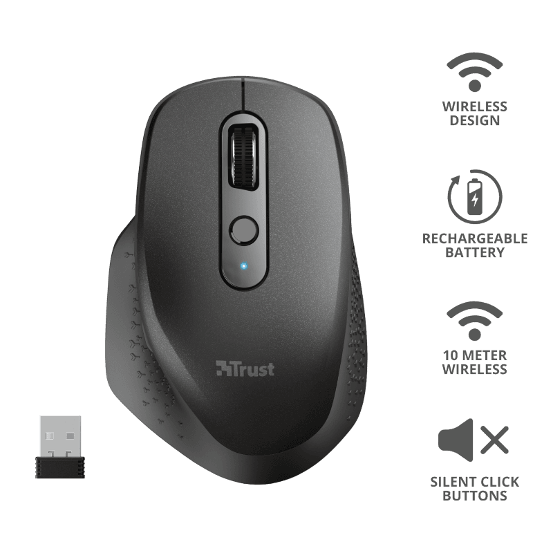Mouse Wireless Trust Ozaa, 2400 dpi, Albastru — miniatură
