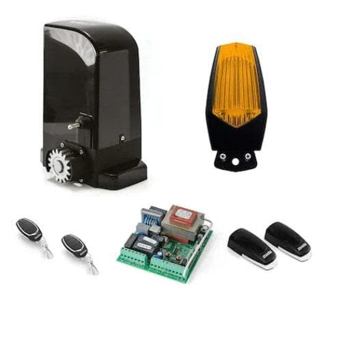 Kit automatizare poarta culisanta Motorline BRAVO500, 500 Kg, 7 m; Putere: 280 W; Alimentare: 230 Vac 50 Hz; Rotatii motor: 47 RPM; Greutate maxima suportata: 500 Kg; Distanta actionare: 25 m; Viteza: 0.16 m/s; Protectie termica: 120°C; Grad de protectie: IP44; Pachetul contine: 1 x Motor BRAVO500 -