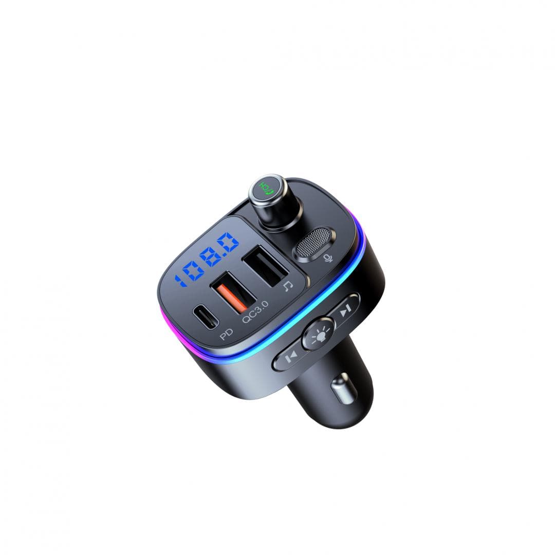 Modulator FM Serioux AMFM65, Bluetooth V5.0, conectare automată, raza de actiune de până la 5 metri, voltaj intrare: DC 12/24V, ieșire: USB QC3.0; Type-C, frecvența FM: 87.5MHz - 108.0MHZ, format muzica: MP3/WMA/WAV, USB audio (pana la 32 GB), microfon incorporat, functii — miniatură