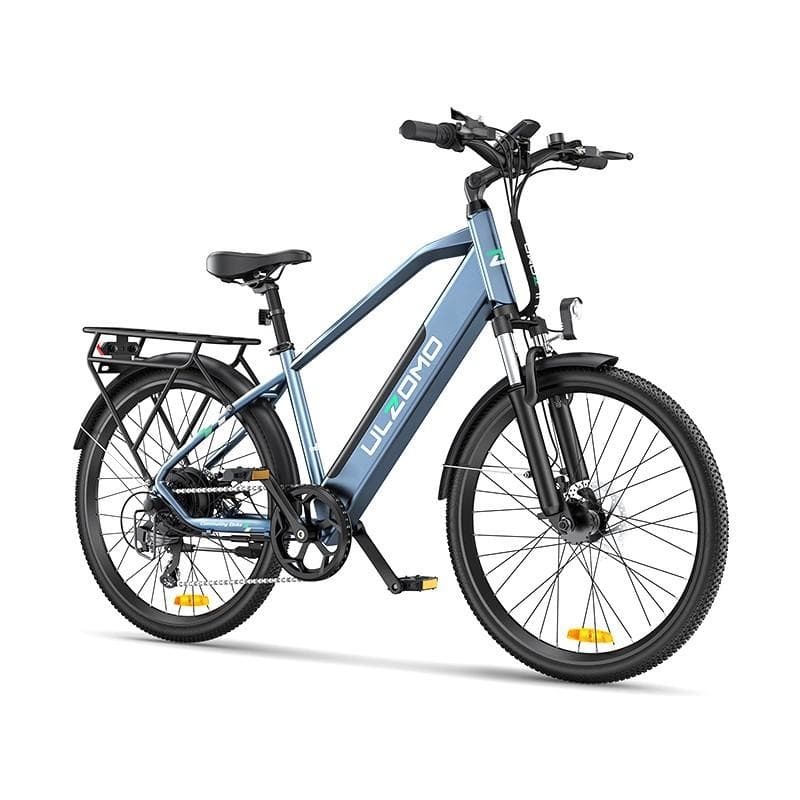 Bicicleta electrica Ulzomo Metro 26 E-bike, 250W, 36V 17Ah, autonomie 100km, viteza maxima 25km/h, Blue, 26'' — miniatură