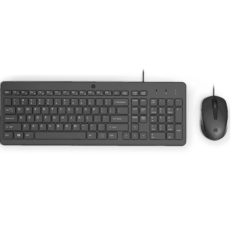 Kit Wired tastatura si mouse HP 150, taste numerice, negru