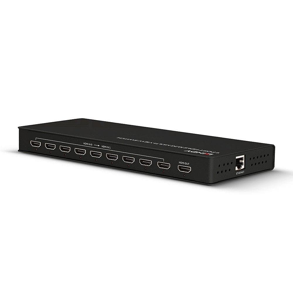 Lindy 9 Port HDMI 10.2G Multi-view Switch Description Connects 9 HDMI inputs and view on a single HDMI display Supports resolutions up to 3840x2160@30Hz 4:4:4 8bit Simple switching via push button, IR remote or RS-232 Seamless switching between sources Technical details Specifications AV — miniatură