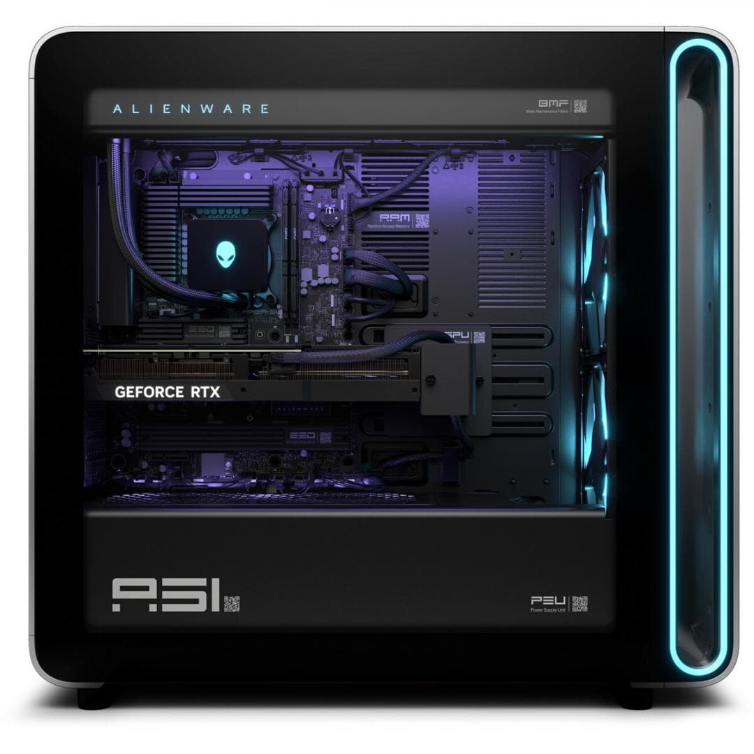 Desktop Gaming Dell Alienware Area-51 cu procesor Intel Core Ultra 9 U9-285K pana la 5.7 GHz, 64 GB DDR5, RTX 5090, Windows 11 Pro, Silver — miniatură