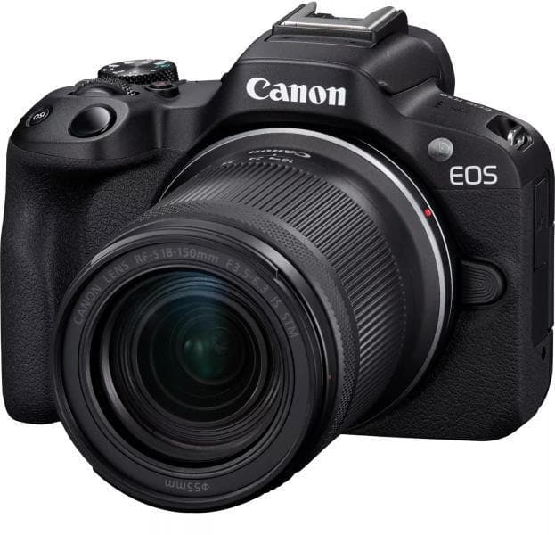 Aparat foto Canon Eos R50 BLACK KIT + Obiectiv RF-S 18-150mm f/3.5-6.3 IS STM, mirrorless, 24.2 Megapixeli, Procesor Digic X, Montura RF, Senzor APS-C 22.3 x 14.9mm, Aspect 3:2, Focalizare: Dual Pixel CMOS AF II, 100 % pe orizontală şi 100 % pe verticală (selectare automată), 90 % pe orizontală şi
