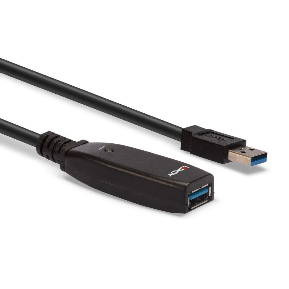 Cablu Lindy 15m USB 3.0 Active Extension Slim, negru — miniatură