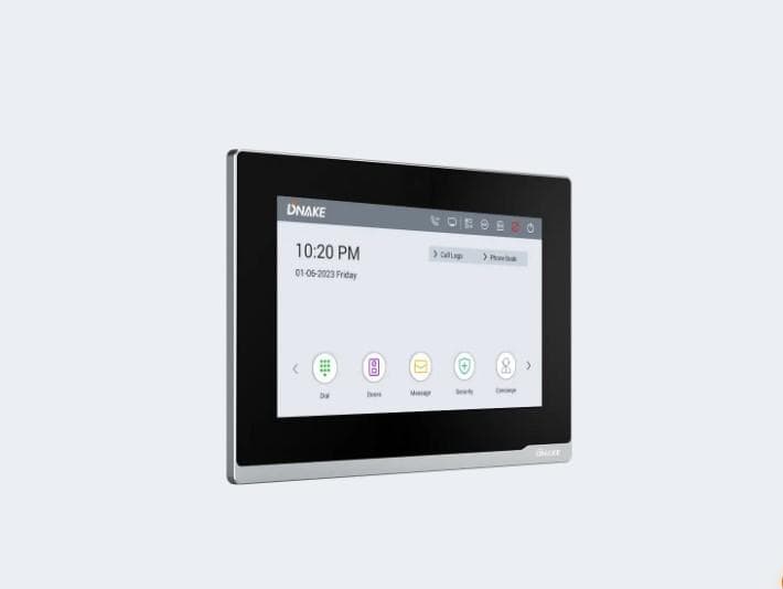 Monitor videointerfon DNAKE E216, Sistem Linux , Ecran 7-inch TFT LCD, Rezolutie 2MP, Touch Screen; Alimentare PoE (802.3af) or DC12V/2A; Interfata: 1 x RJ45, 10/100 Mbps adaptive; Protocol:SIP, UDP, TCP, RTP, RTSP, NTP, DNS, HTTP, DHCP, IPV4, ARP, ICMP