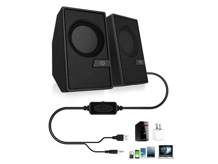 CONCEPTRONIC BJORN02B 2.0-Channel Computer Speaker with Bluetooth, 6W, 63 x 63 x 105 mm — miniatură
