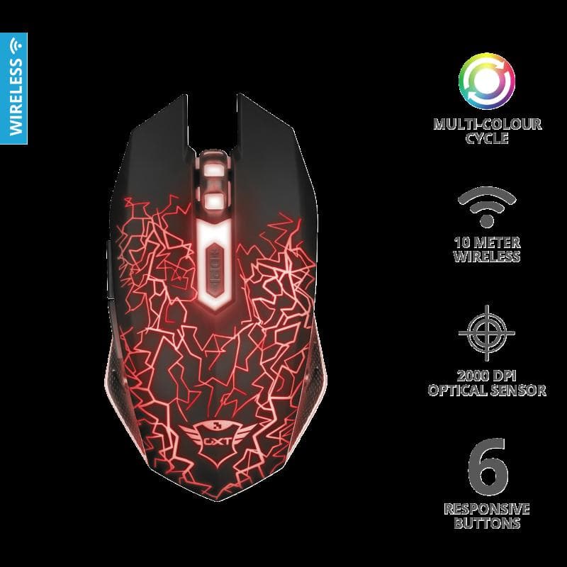 Mouse Gaming Wireless Trust GXT 107 Izza, 2000 dpi, Negru — miniatură