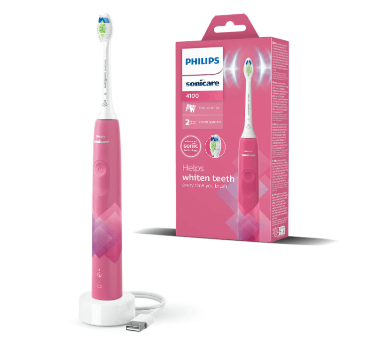Periuta de dinti sonica electrica Philips Sonicare Seria 4100 HX3689/41, 31000 miscari/minut, 1 mod de curatare, 2 intensitati, senzor presiune, functii BrushSync & SmartTimer, 1 cap de periere, Roz Paradis — miniatură