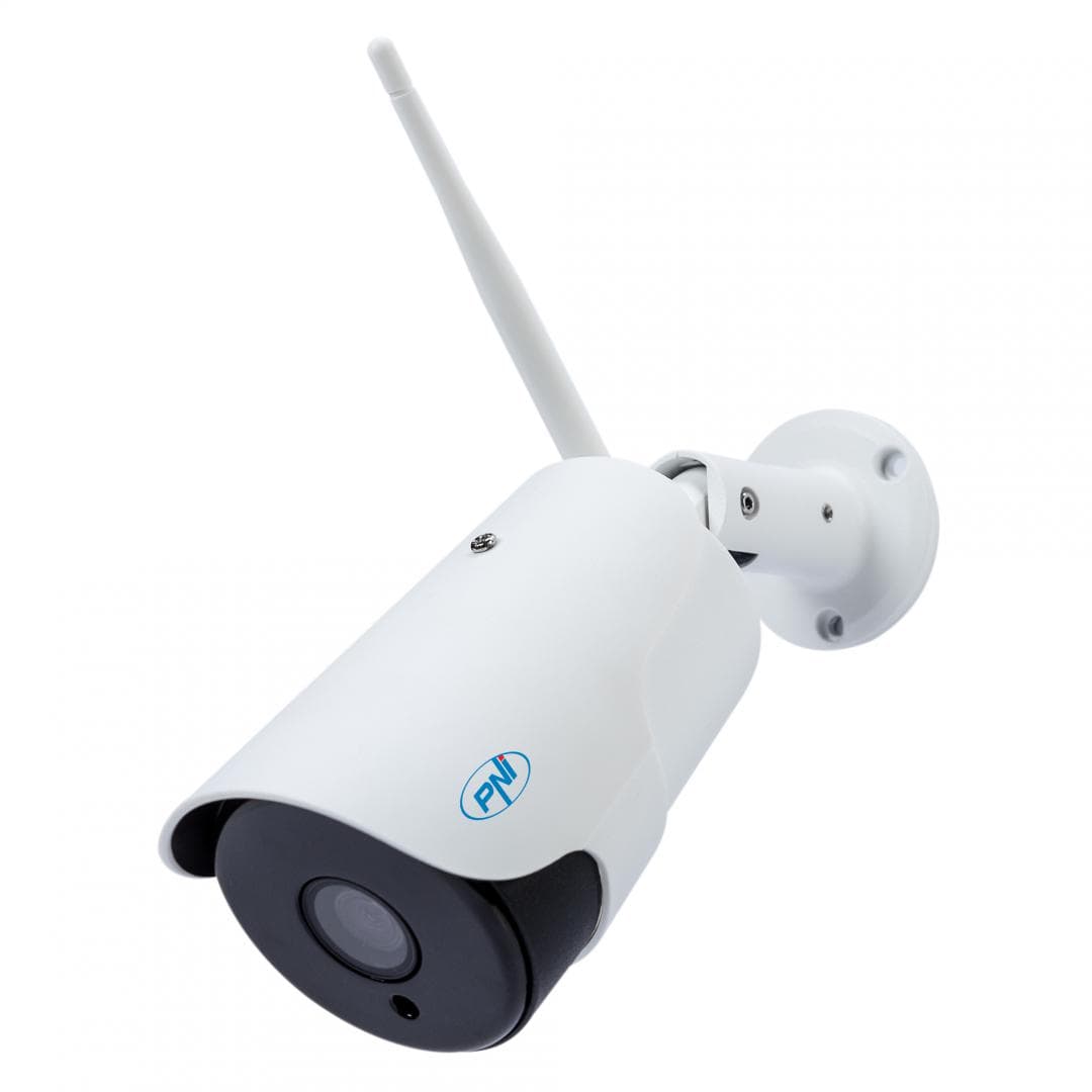 Camera supraveghere video PNI House IP52LR 2MP 1080P wireless cu IP de exterior si interior si slot microSD, mod noapte, Senzor imagine: CMOS 1/2.8", lentila: 3.6mm, Unghi de vizualizare: 80°, Compresie imagine: H.264, 30 FPS, Microfon integrat, Difuzor integrat, wireless: 2.4 Ghz 802.11b/g/n — miniatură