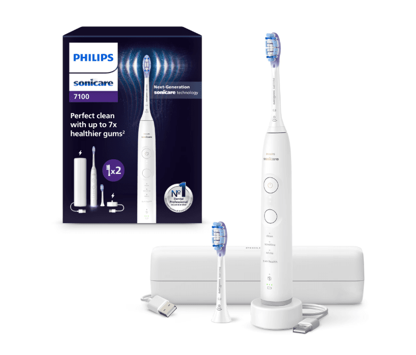 Periuta de dinti electrica Philips Sonicare HX7420/02, 62.000 miscari/minut, conectata la apilcatie, autonomie 21 zile, 4 mod de periere,3 intensitati, senzor presiune luminos, functia BrushSync, 2x capete periere GumCare, toc functie incarcare, alb