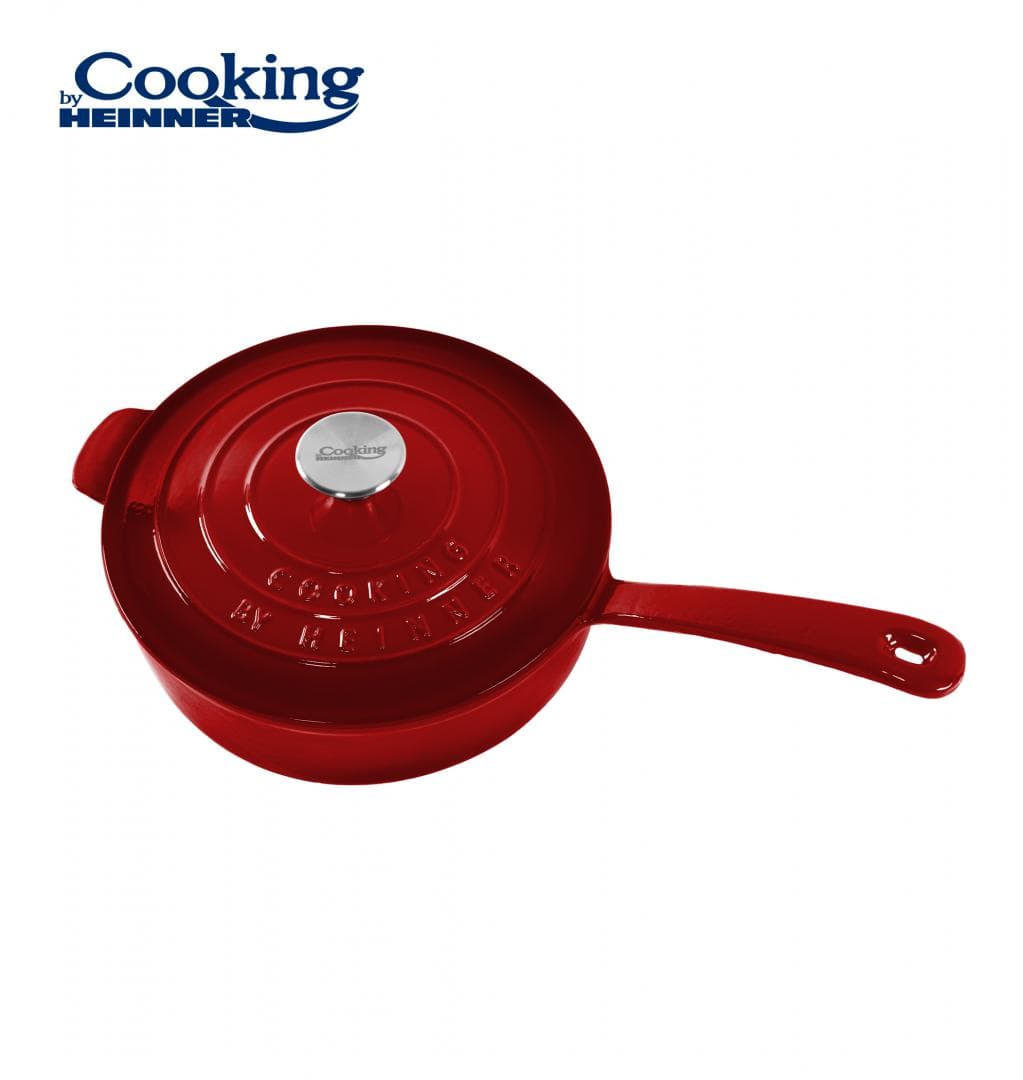 TIGAIE ADANCA FONTA EMAILATA + CAPAC 24 X 8 CM, 2.5 L, RED LINE, COOKING BY HEINNER — miniatură