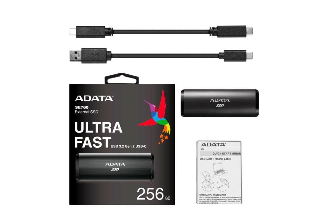 SSD extern ADATA SE760, 256 GB, USB 3.2 Gen 2, Negru — miniatură
