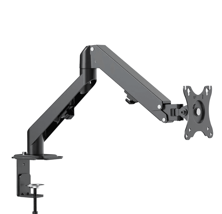 Brat de birou pentru monitor Neomounts, poate sustine un monitor cu diagonala display 17-27", suporta pana la 7kg, full motion, +90°, -45° inclinatie, +90°, -90° swivel, +180°, -180° rotatie, VESA min 75x75, VESA max 100x100,reglabil pe inaltime: 15.2-40.2 cm, negru.