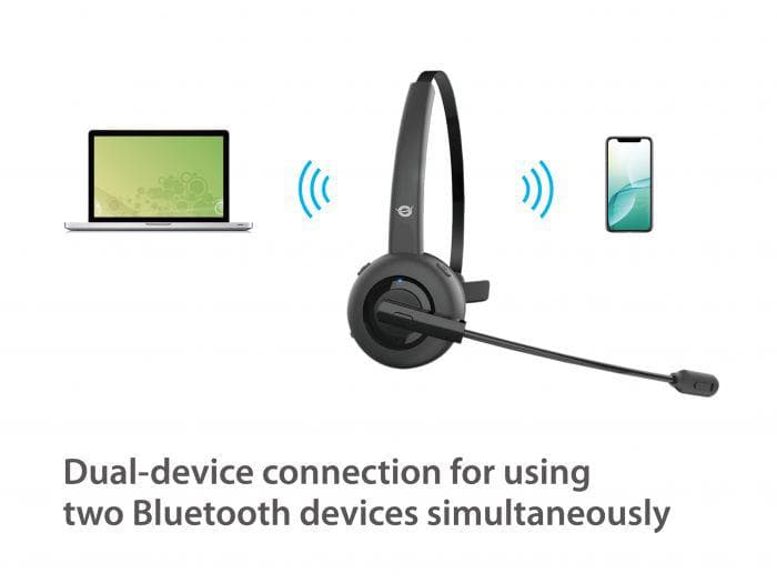 Casti Mono-casca Conceptronic POLONA03BD, Wireless, noise-canceling, Negru — miniatură