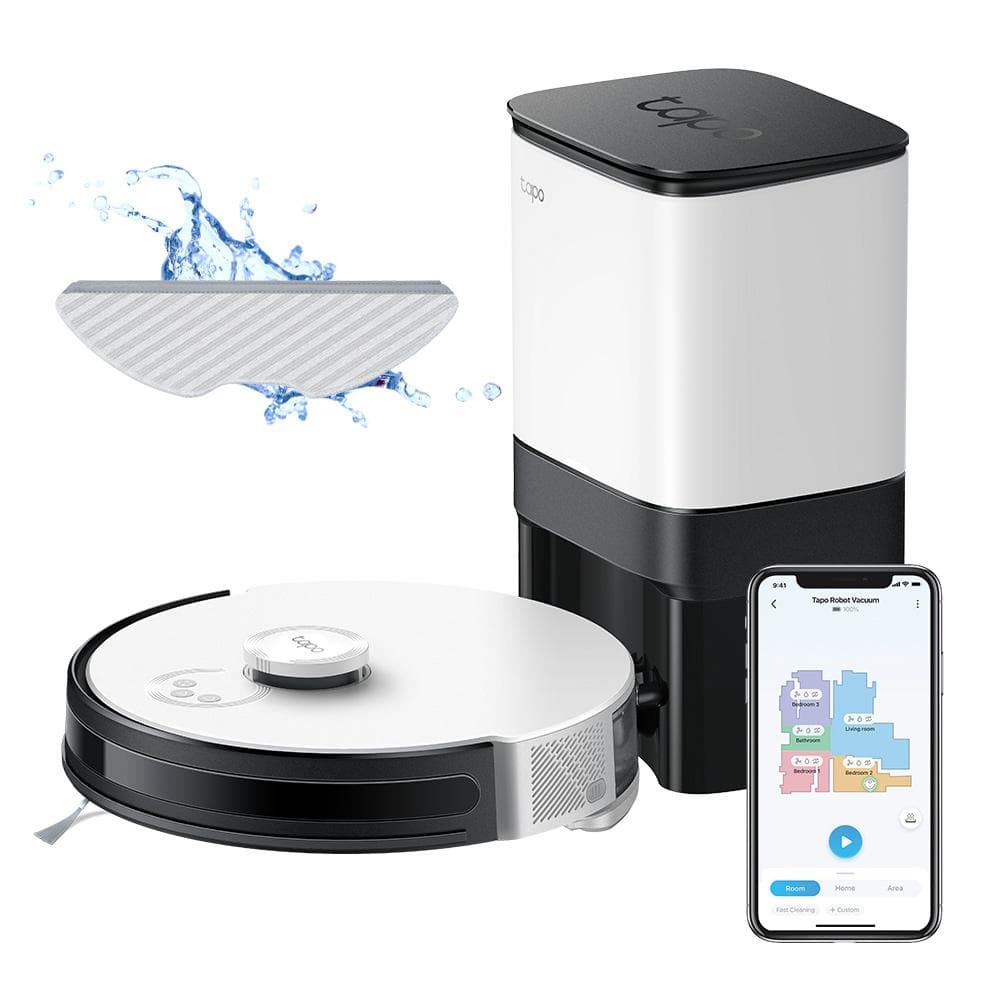 TP LINK Aspirator robot cu Mop, golire automata și Navigare LiDAR TAPO RV30 PLUS, Capacitate acumulator: 5000 mAh, Reincarcare si reluare, LiDAR + Gyroscope, Harta virtuala, Dock: colectare automata a prafului, putere aspirare: 2700Pa, capacitate sac: 4L, Inaltime de trecere: 20 mm, Putere — miniatură