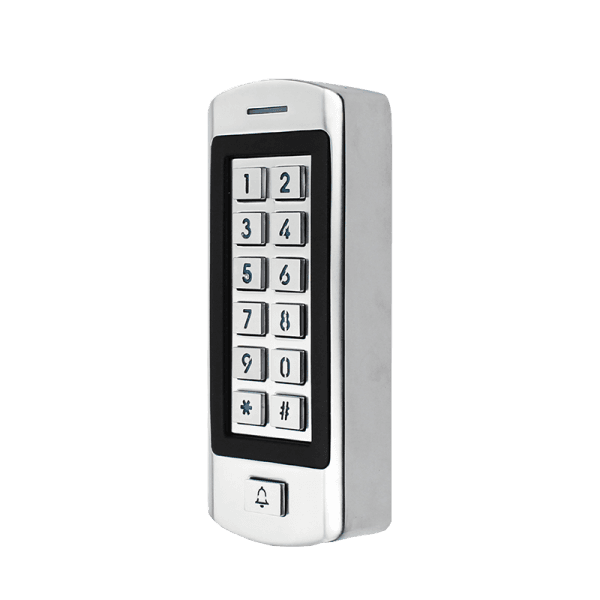 K10-EM Controler de acces stand-alone cu tastatura si cititor de carduri EM (125kHz), sonerie, antivandal, rezistent la apa (IP66),Tastatura iluminata,Releu (NO-COM-NC),Mod identificare: Card, PIN, Card+PIN, 990 utilizatori + 10 utilizatori cu acces temporar, Programare de la tastatura folosind un