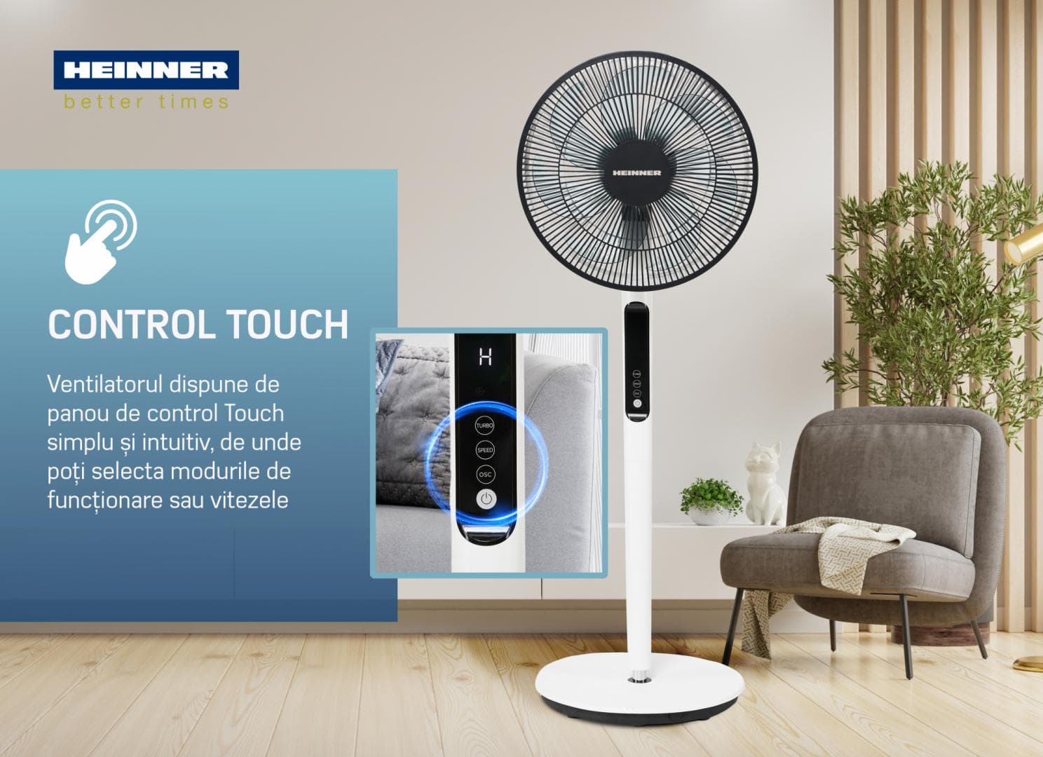 VENTILATOR CU PICIOR HEINNER HMSF-9BK — miniatură