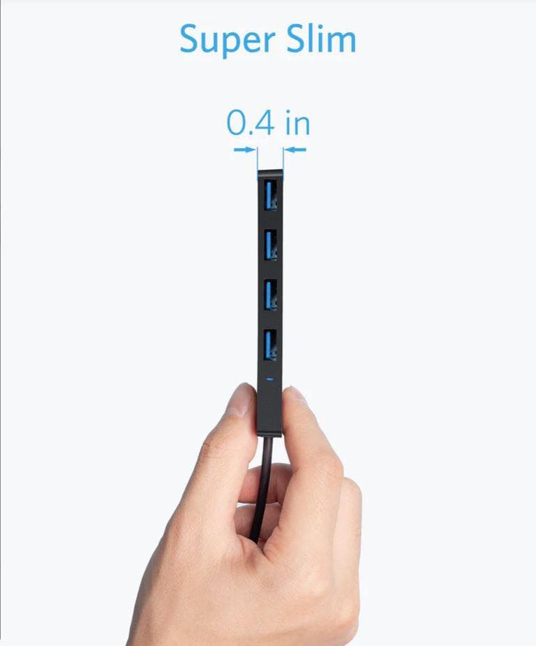 Hub USB Anker A7516016, USB-A, 4 porturi, Negru — miniatură