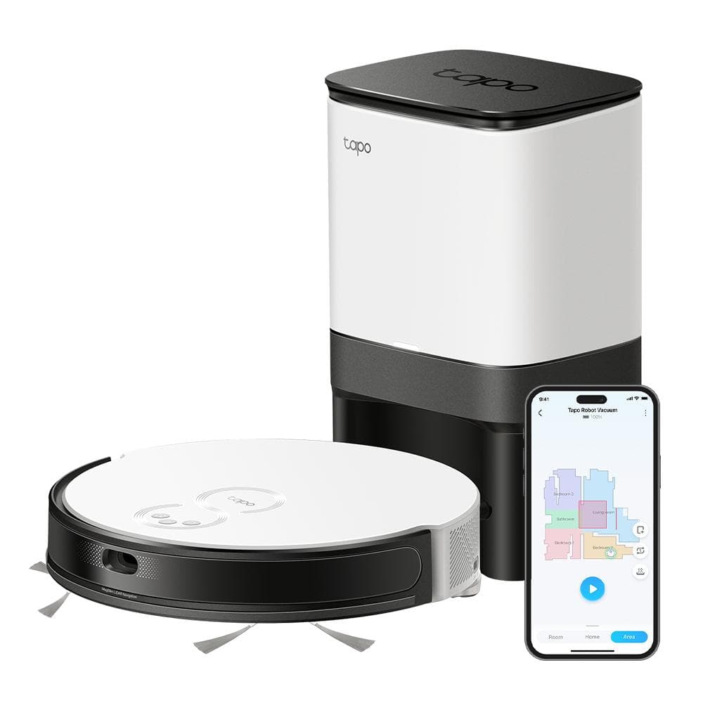 TP LINK Aspirator robot cu Mop, Smart empty dock și Navigare LiDAR TAPO RV20 MOP PLUS, Capacitate acumulator: 2600 mAh, Reincarcare si reluare, MagSlim LiDAR + Gyroscope, Harta virtuala, Inaltime de trecere: 20 mm, Putere aspiratie: 2700Pa, 4 niveluri, Capacitatea recipientului de colectare: 400ml — miniatură