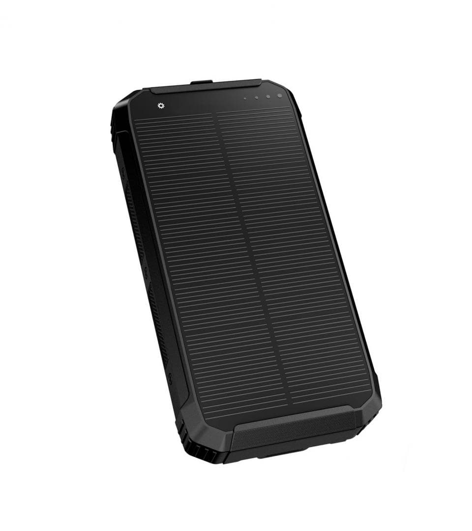 Acumulator extern 10000mAh Platinet cu incarcare solara, wireless 15W, 2X USB-A +USB-C, negru — miniatură