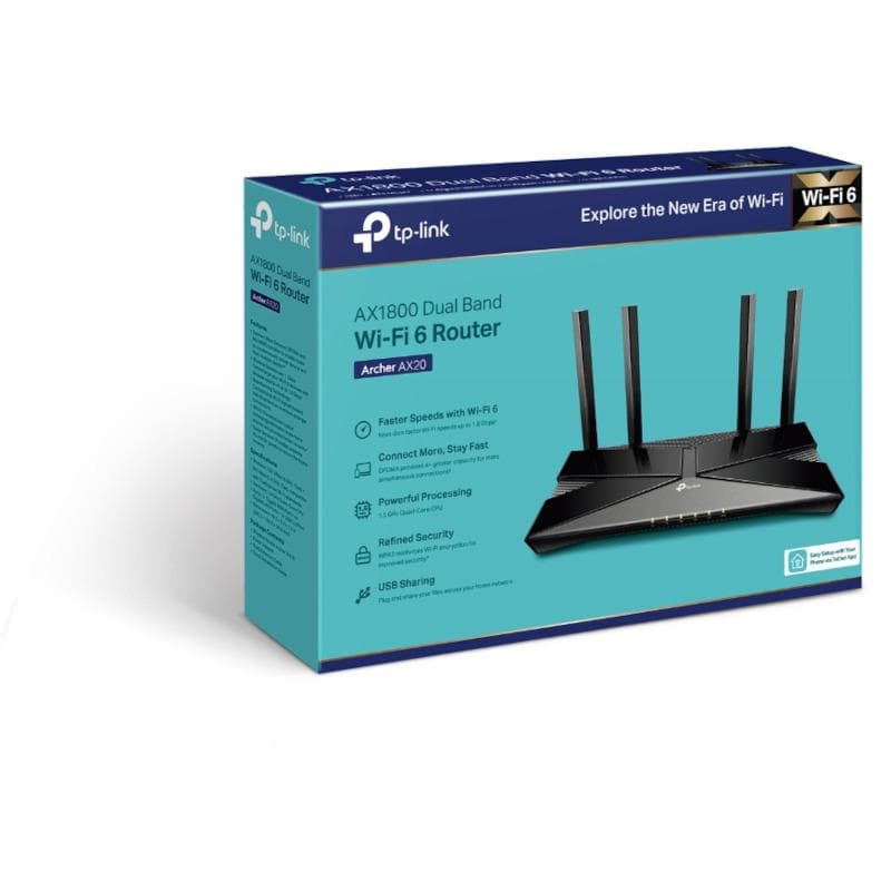 Router wireless TP-LINK Gigabit Archer AX20, Ax1800, WiFI 6, Dual-Band — miniatură