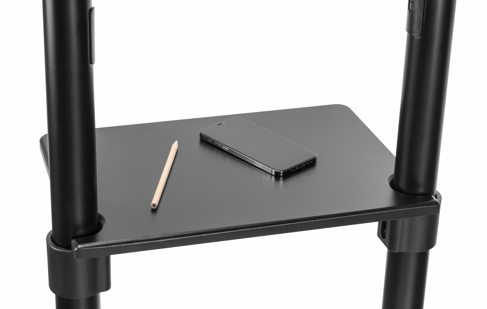 Stand TV mobil Serioux TV11-46TW, parti metalice: Cadru principal vertical, Brațele de prindere VESA, Placa de montaj TV, baza, fixarea se face cu ajutorul accesoriile incluse; dimensiuni: 920x702x1595mm, compatibilitate dimensiune ecran: 37"-70", compatibil VESA: 200x200, 400x200, 300x300 — miniatură