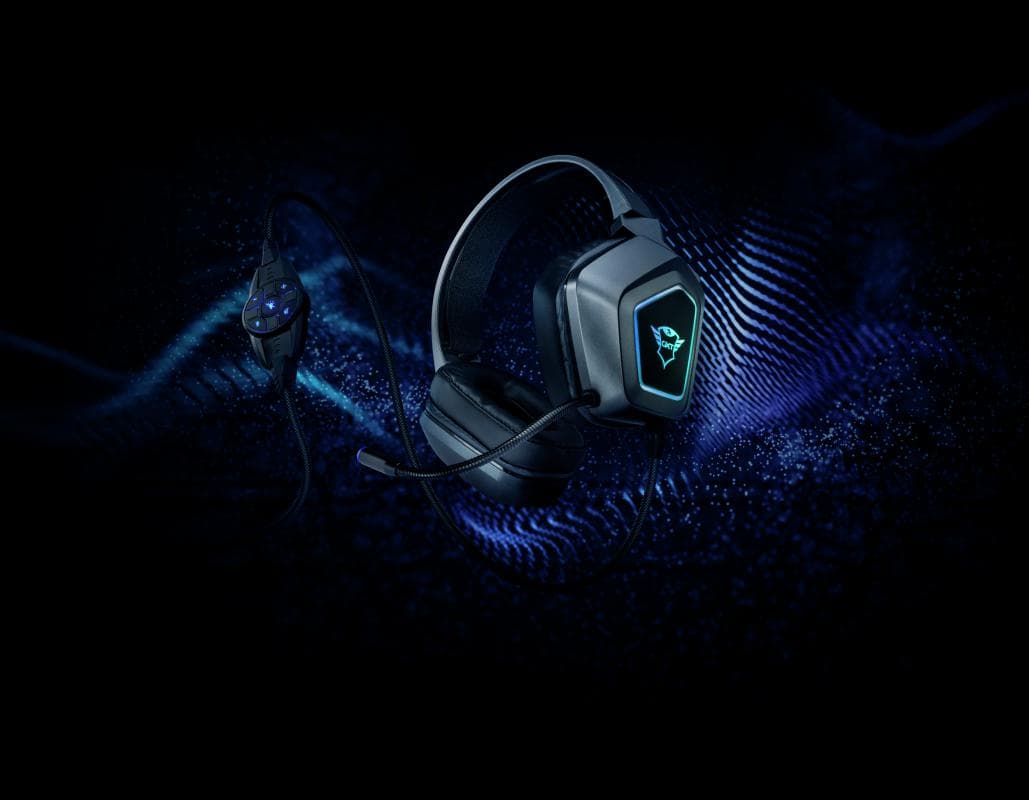 Casti Gaming Head-band Trust GXT 450 Blizz RGB 7.1 Surround, Wired, Negru — miniatură