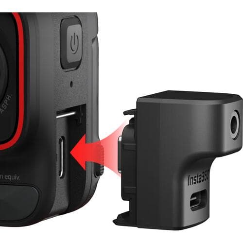Insta360 Microphone Adapter Ace/Ace Pro, 1 x USB-C Female Input, 1 x USB-C Integrated Male Input, 1 x 1/8" / 3.5 mm Input, negru — miniatură