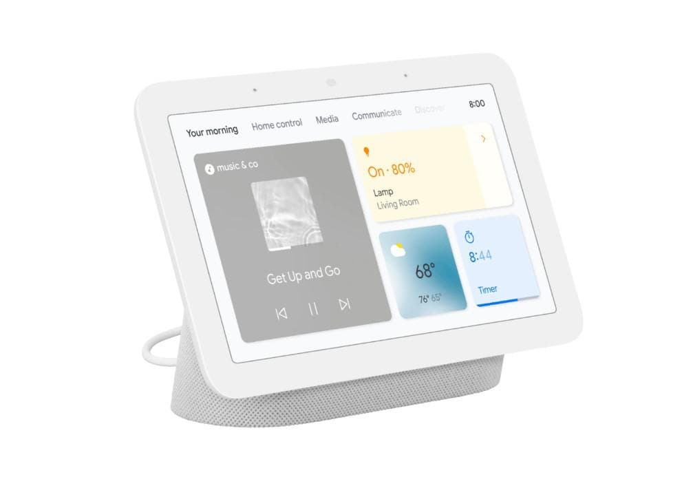 Boxa inteligenta Google Nest Hub (2nd Gen), 7" touchscreen, Wi-Fi, Bluetooth, 3 Microfoane, Alb