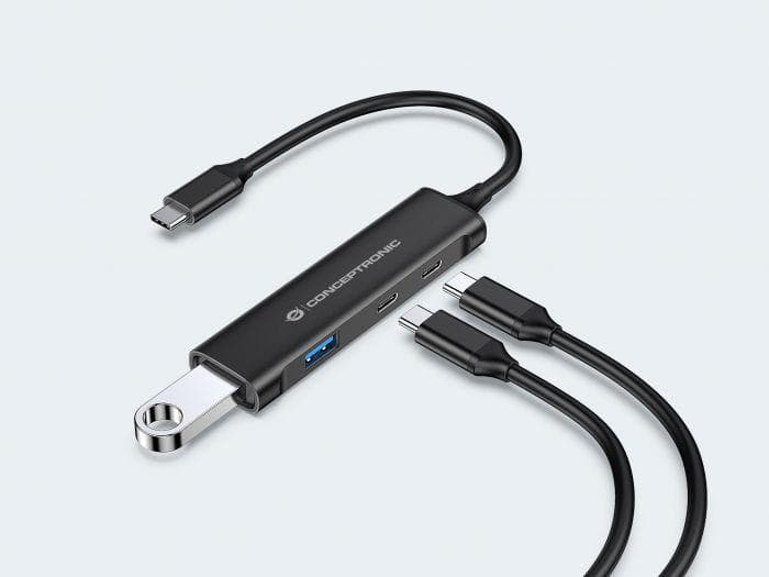Hub USB Conceptronic HUBBIES, USB-C, 4 porturi, Negru — miniatură