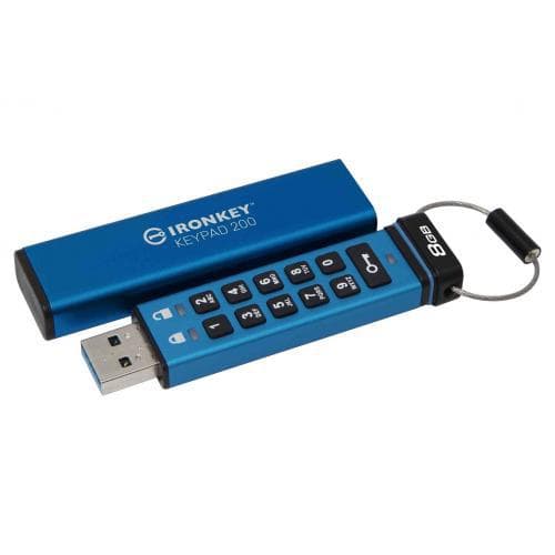 Memorie USB Kingston Keypad 200 8GB, USB 3.2, Albastru — miniatură