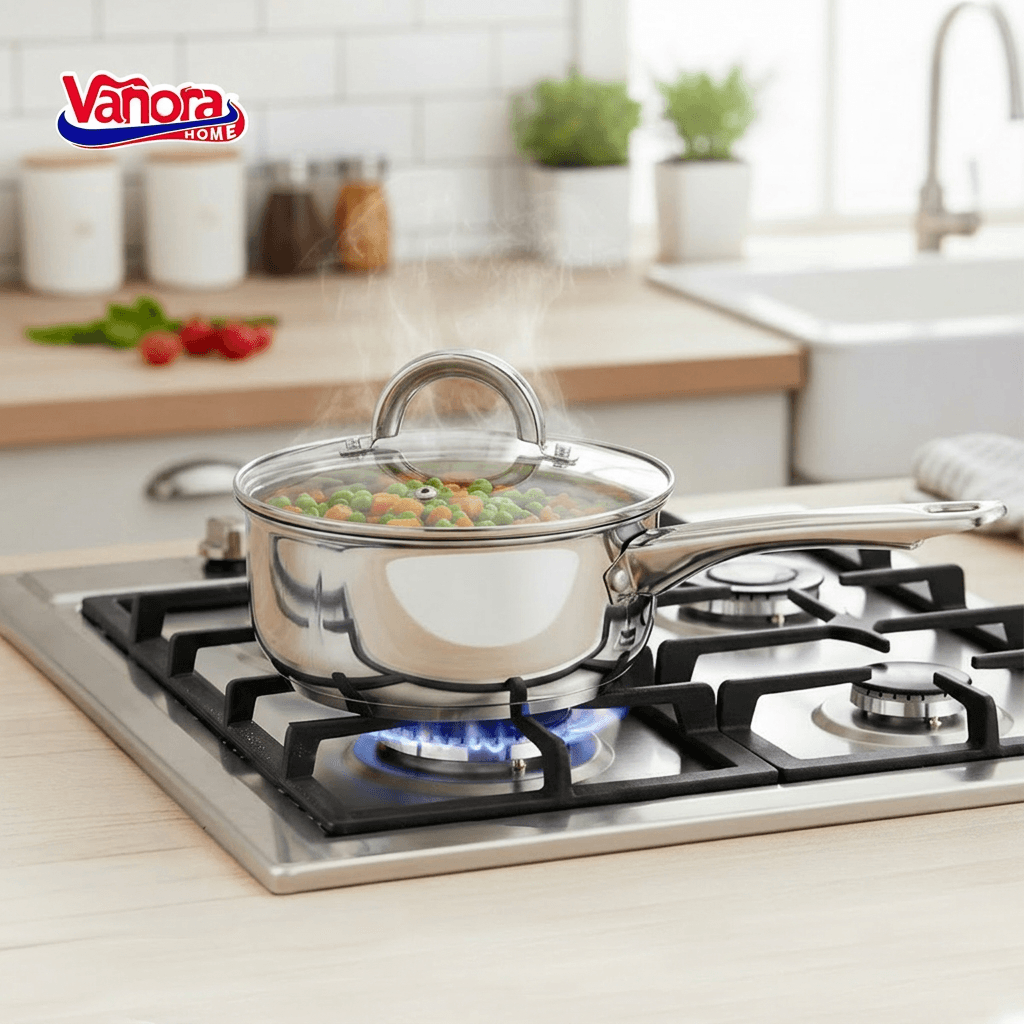 CASEROLA INOX CU CAPAC 16x7.5 CM, 1.5 L, MIKA — miniatură