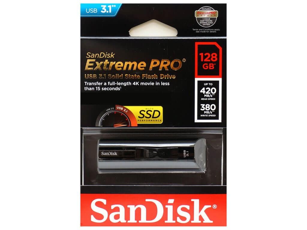 Memorie USB SanDisk Extreme Pro 128 GB, USB 3.1, Negru — miniatură